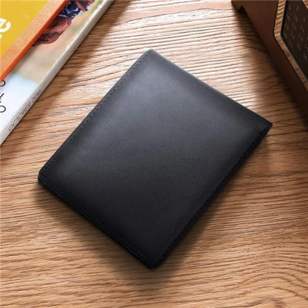 Personalized Leather Wallet For Man, Engraved RFID Blocking Bifold Stylish Black